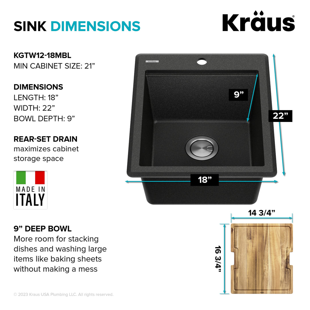 Bellucci Workstation Topmount Drop-In Granite Kitchen Sink