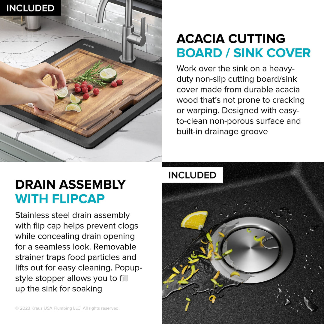 Bellucci Workstation Topmount Drop-In Granite Kitchen Sink