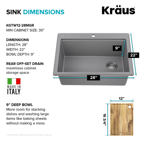 Bellucci Workstation Topmount Drop-In Granite Kitchen Sink