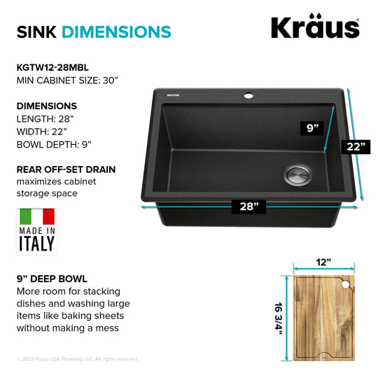 Bellucci Workstation Topmount Drop-In Granite Kitchen Sink