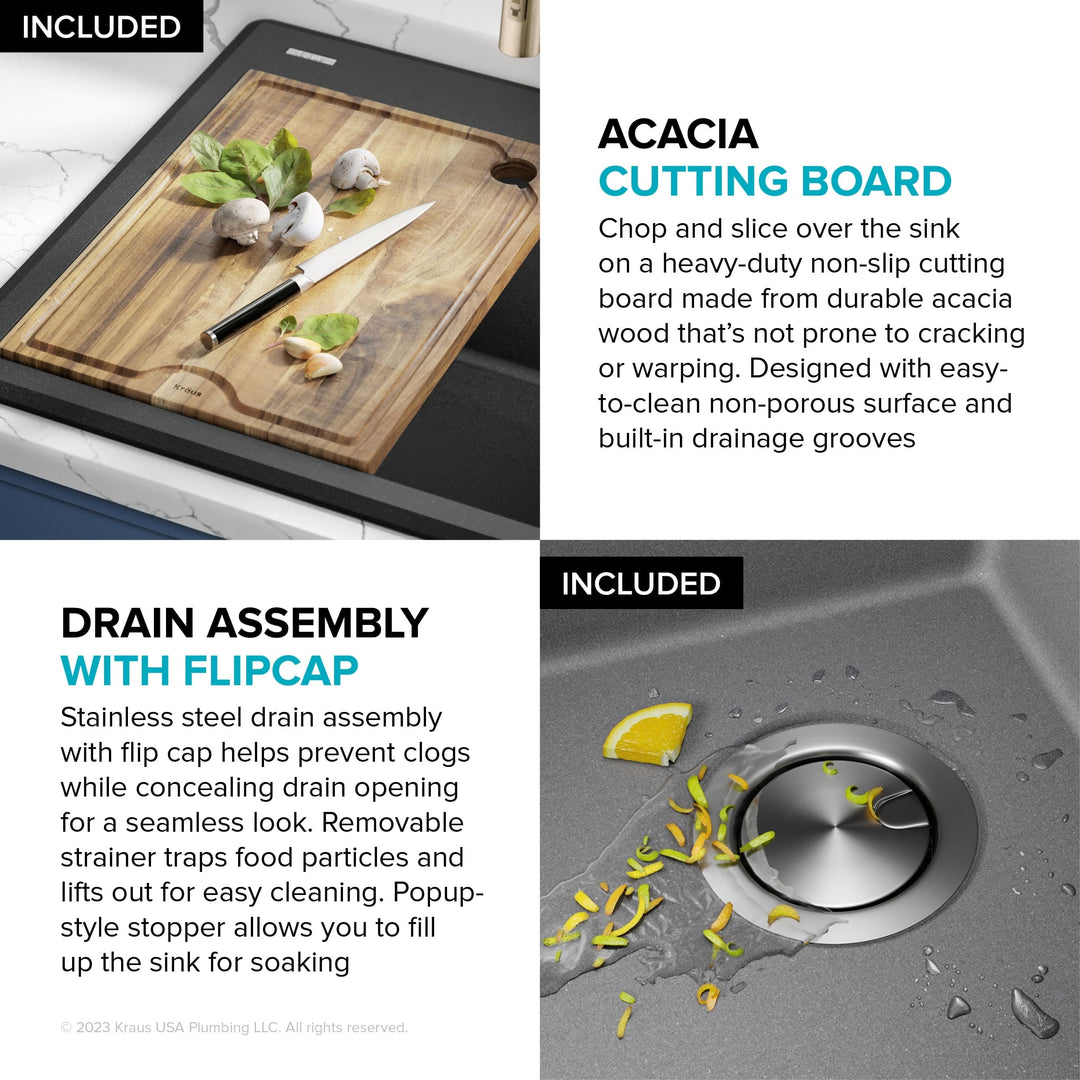 Bellucci Workstation Topmount Drop-In Granite Kitchen Sink