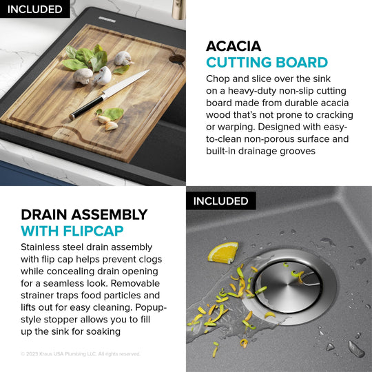 Bellucci Workstation Topmount Drop-In Granite Kitchen Sink