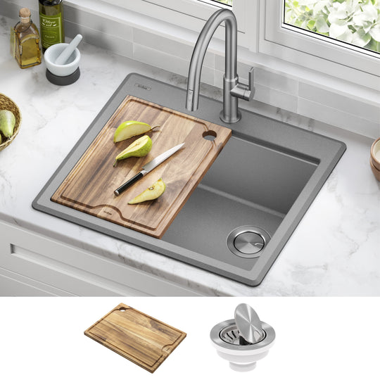 Bellucci Workstation Topmount Drop-In Granite Kitchen Sink