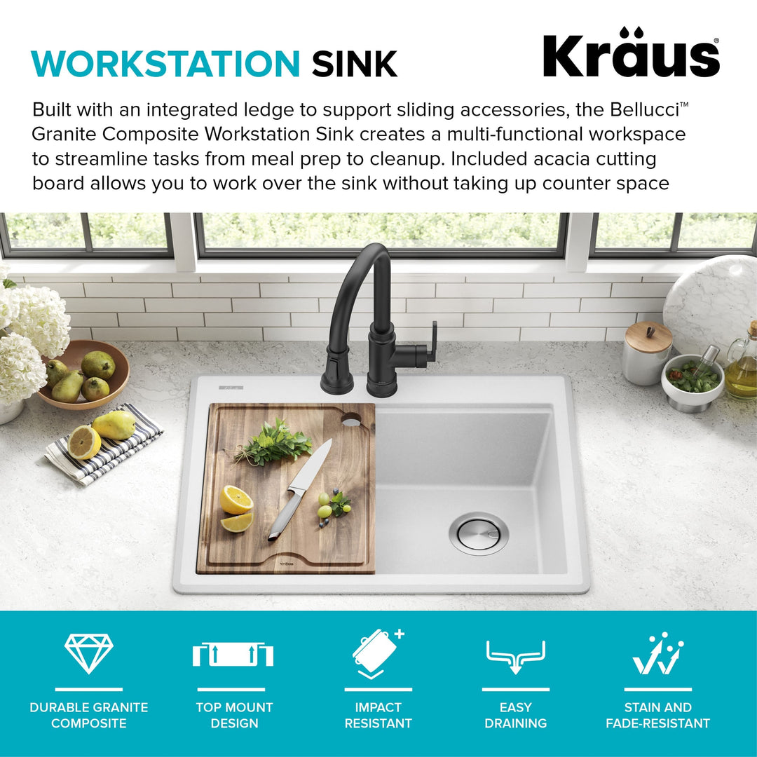 Bellucci Workstation Topmount Drop-In Granite Kitchen Sink