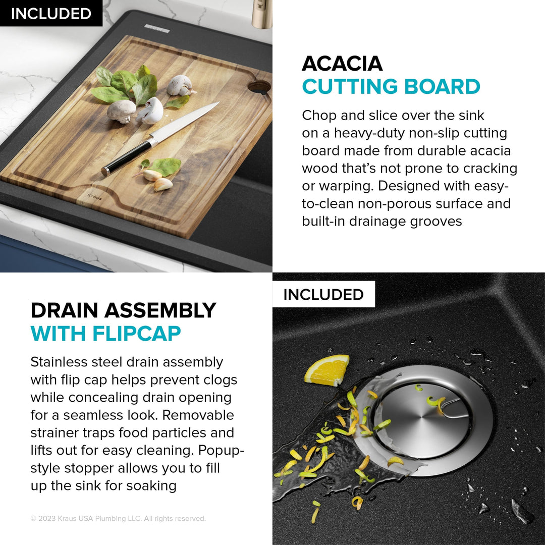 Bellucci Workstation Topmount Drop-In Granite Kitchen Sink