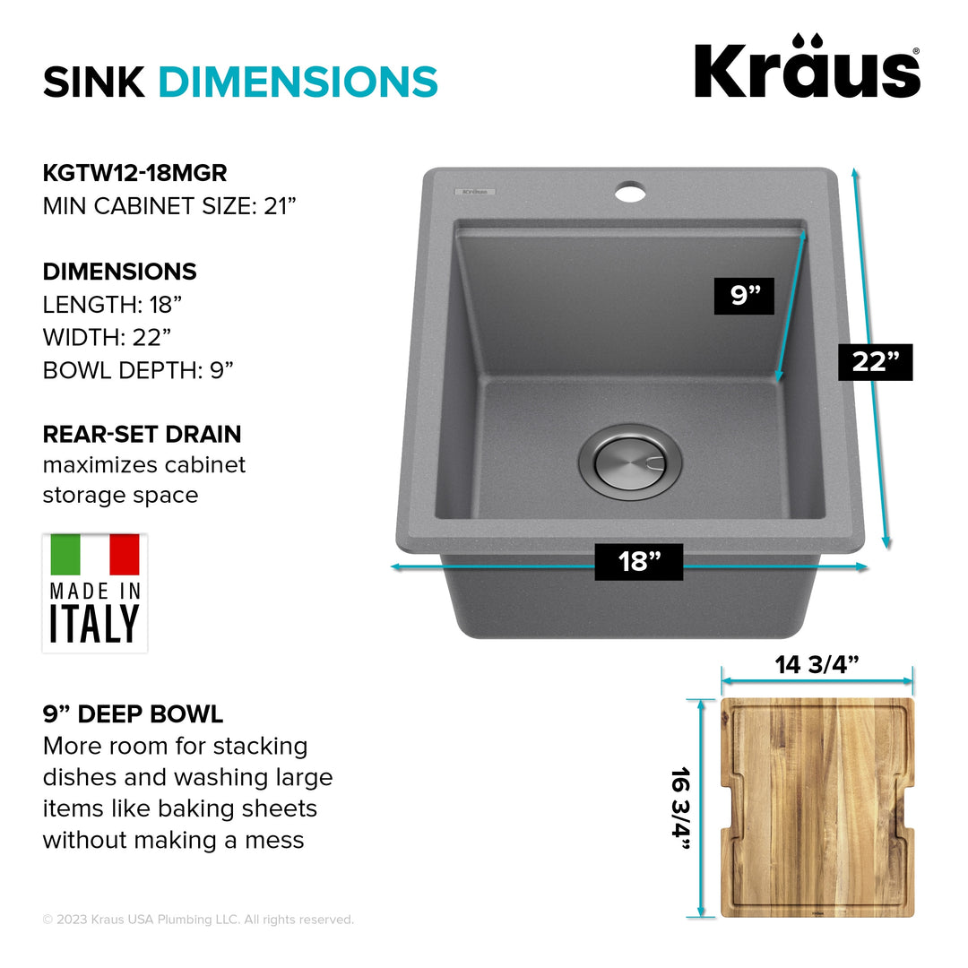 Bellucci Workstation Topmount Drop-In Granite Kitchen Sink