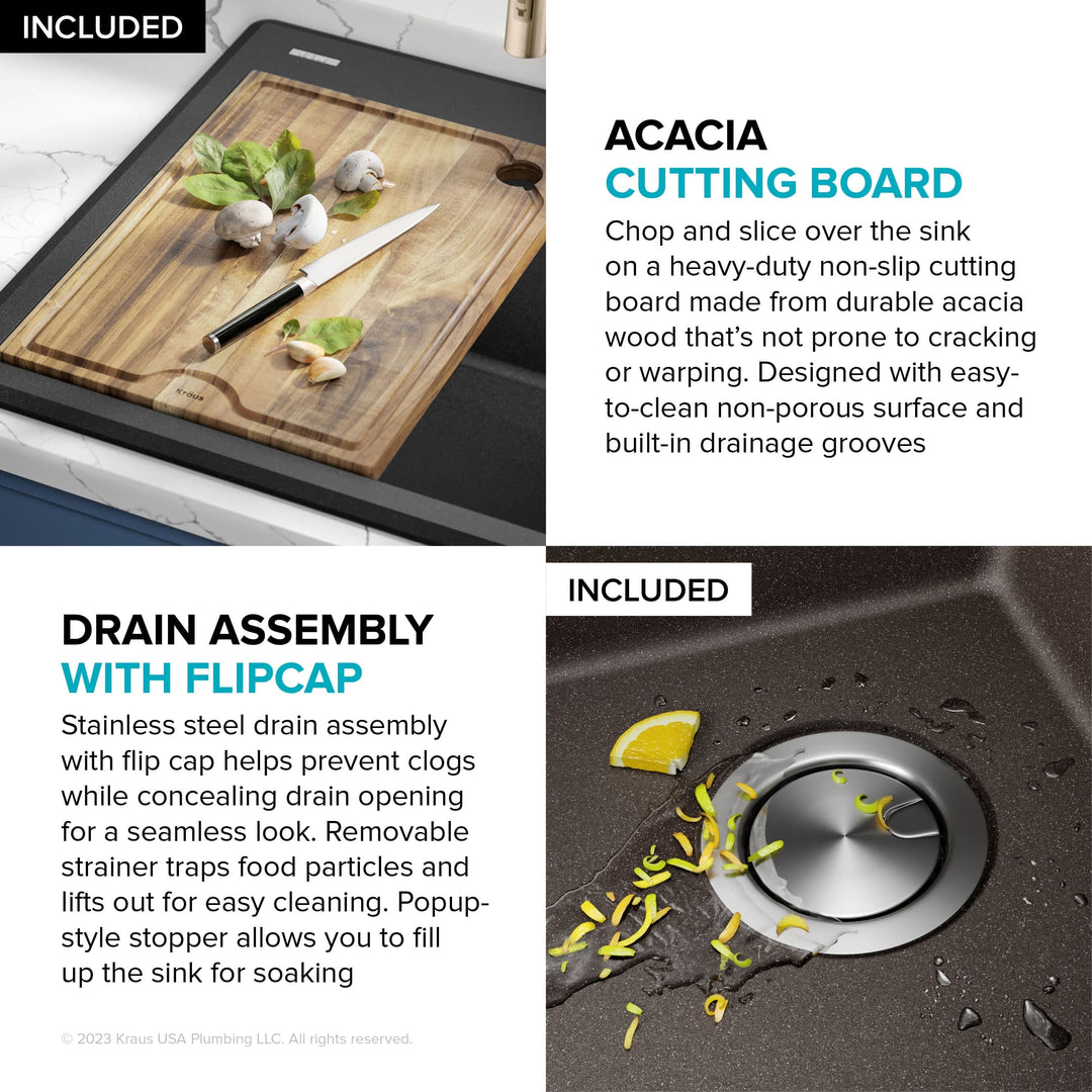 Bellucci Workstation Topmount Drop-In Granite Kitchen Sink
