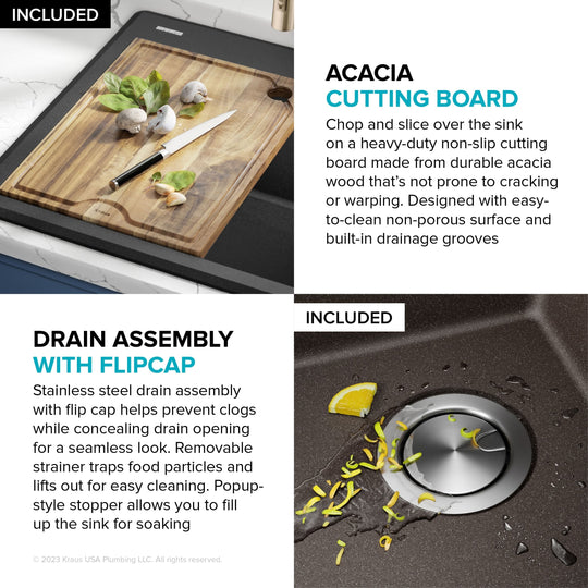 Bellucci Workstation Topmount Drop-In Granite Kitchen Sink