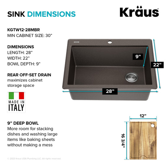 Bellucci Workstation Topmount Drop-In Granite Kitchen Sink
