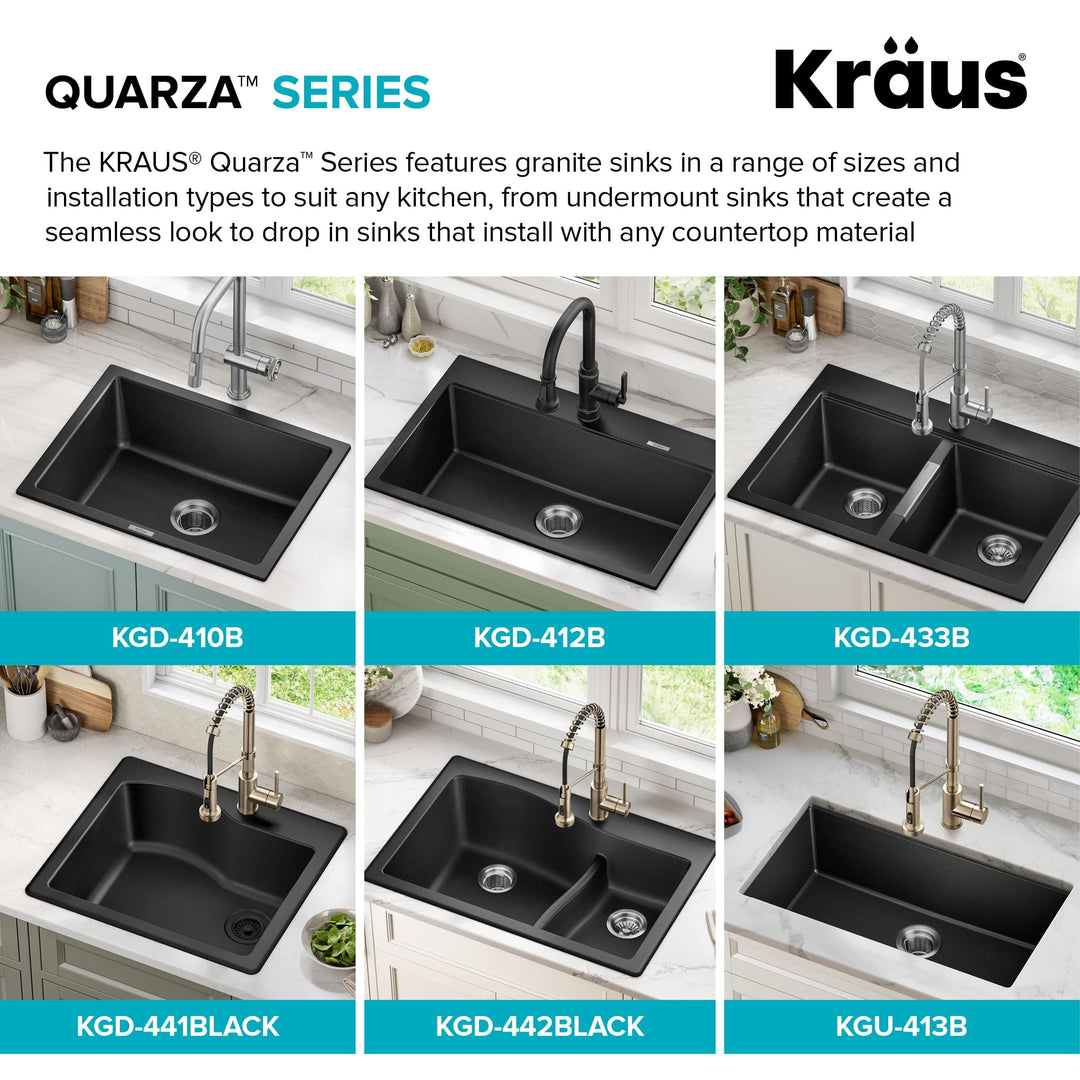 Granite 33 Inch 2-Bowl Undermount Drop-In Kitchen Sink