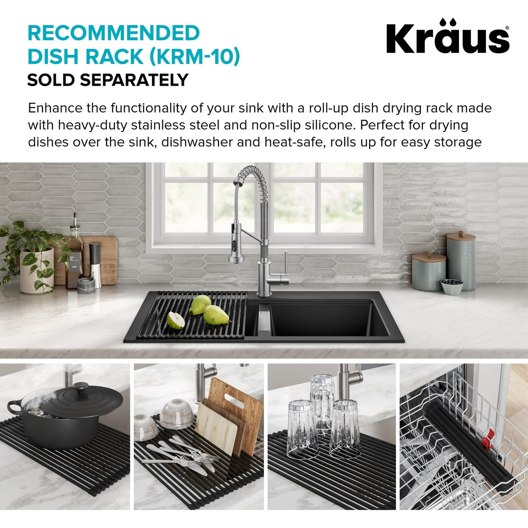Granite 33 Inch 2-Bowl Undermount Drop-In Kitchen Sink