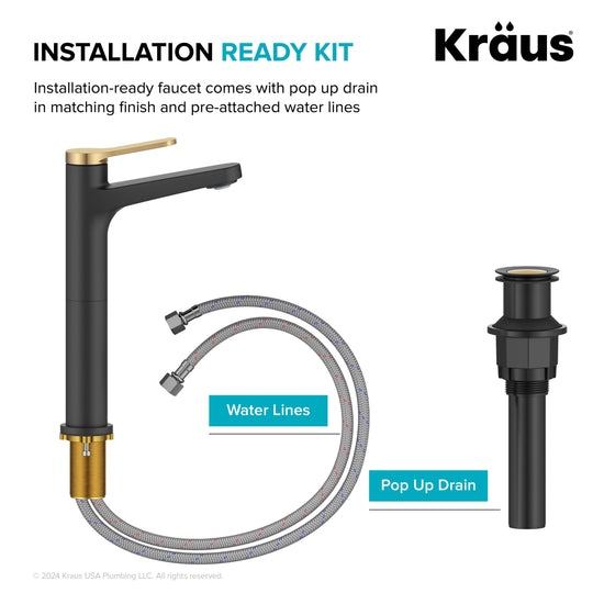 Indy Single Handle Vessel Bathroom Faucet with Pop up Drain