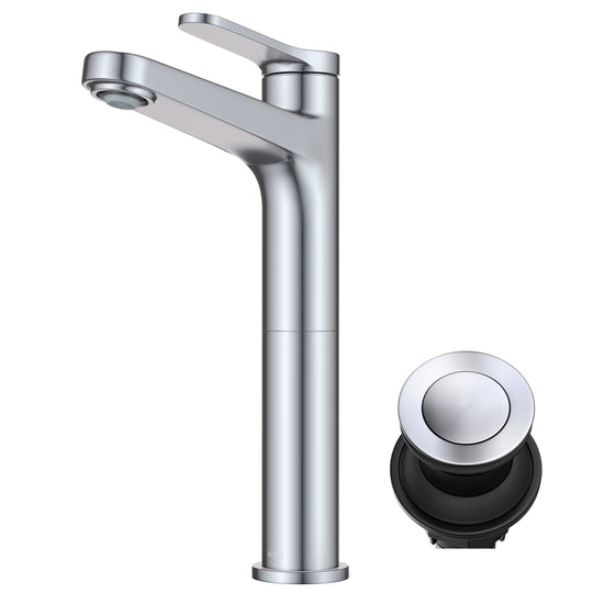 Indy Single Handle Vessel Bathroom Faucet with Pop up Drain