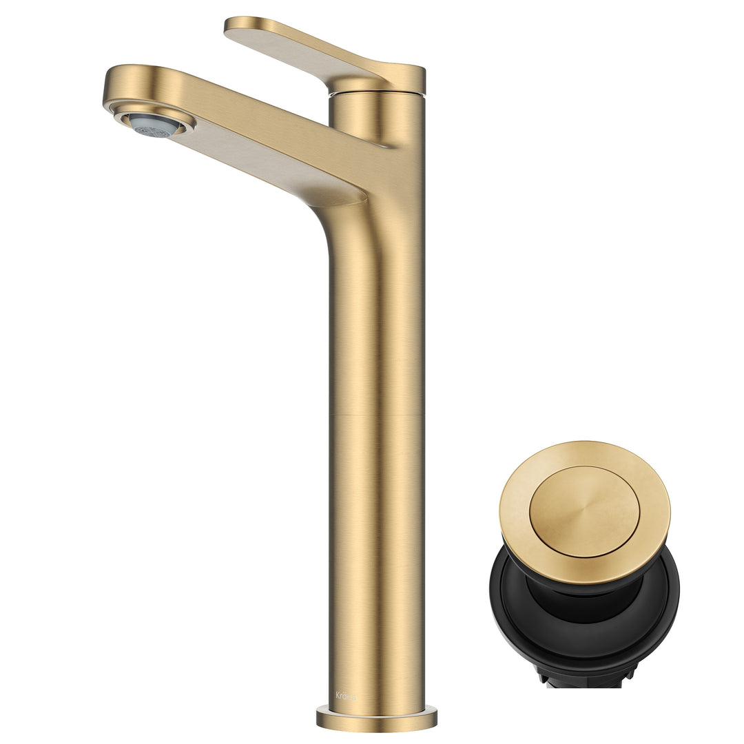 Indy Single Handle Vessel Bathroom Faucet with Pop up Drain