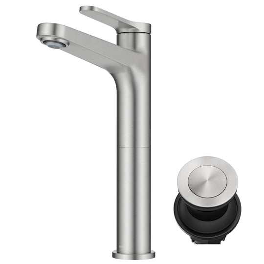 Indy Single Handle Vessel Bathroom Faucet with Pop up Drain