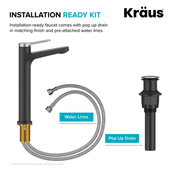 Indy Single Handle Vessel Bathroom Faucet with Pop up Drain