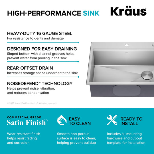 Kore Workstation Drop-In Stainless Steel Kitchen Sink