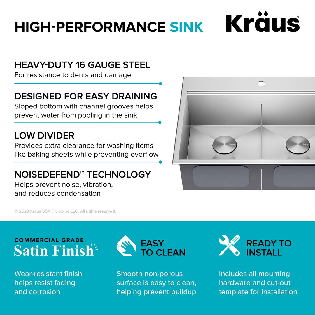 Kore Workstation Drop-In Stainless Steel Kitchen Sink
