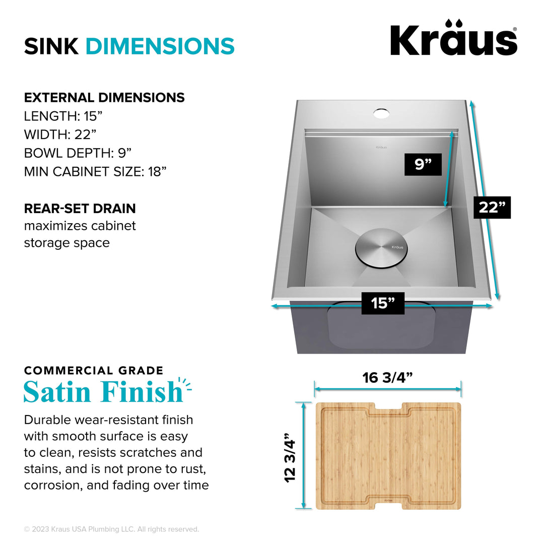 Kore Workstation Drop-In Stainless Steel Kitchen Sink