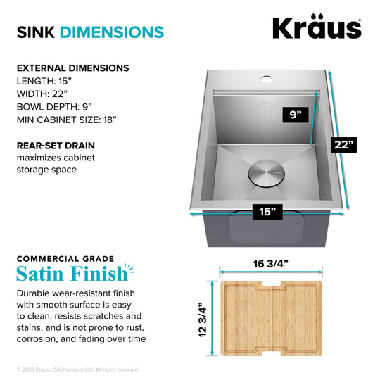 Kore Workstation Drop-In Stainless Steel Kitchen Sink