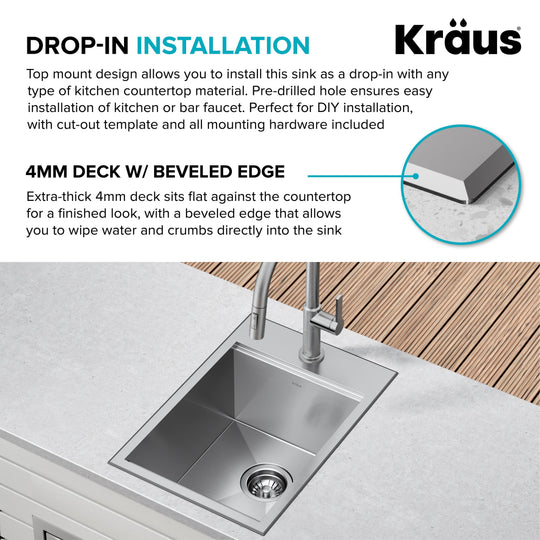 Kore Workstation Drop-In Stainless Steel Kitchen Sink