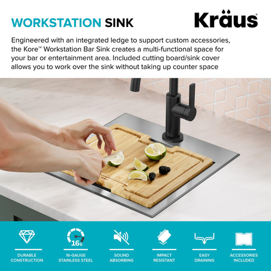 Kore Workstation Drop-In Stainless Steel Kitchen Sink