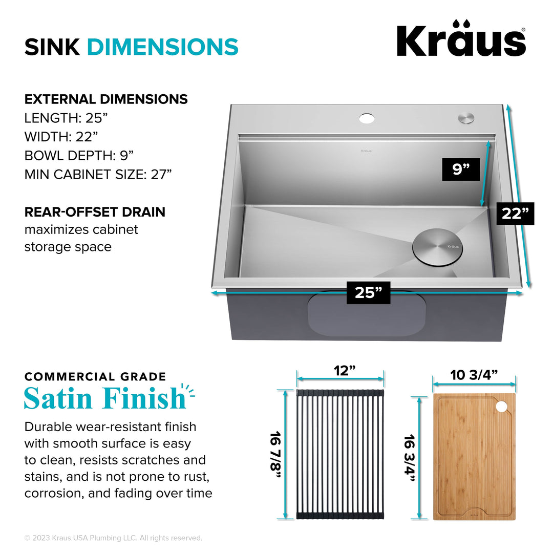 Kore Workstation Drop-In Stainless Steel Kitchen Sink