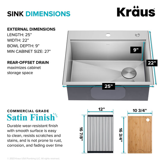 Kore Workstation Drop-In Stainless Steel Kitchen Sink