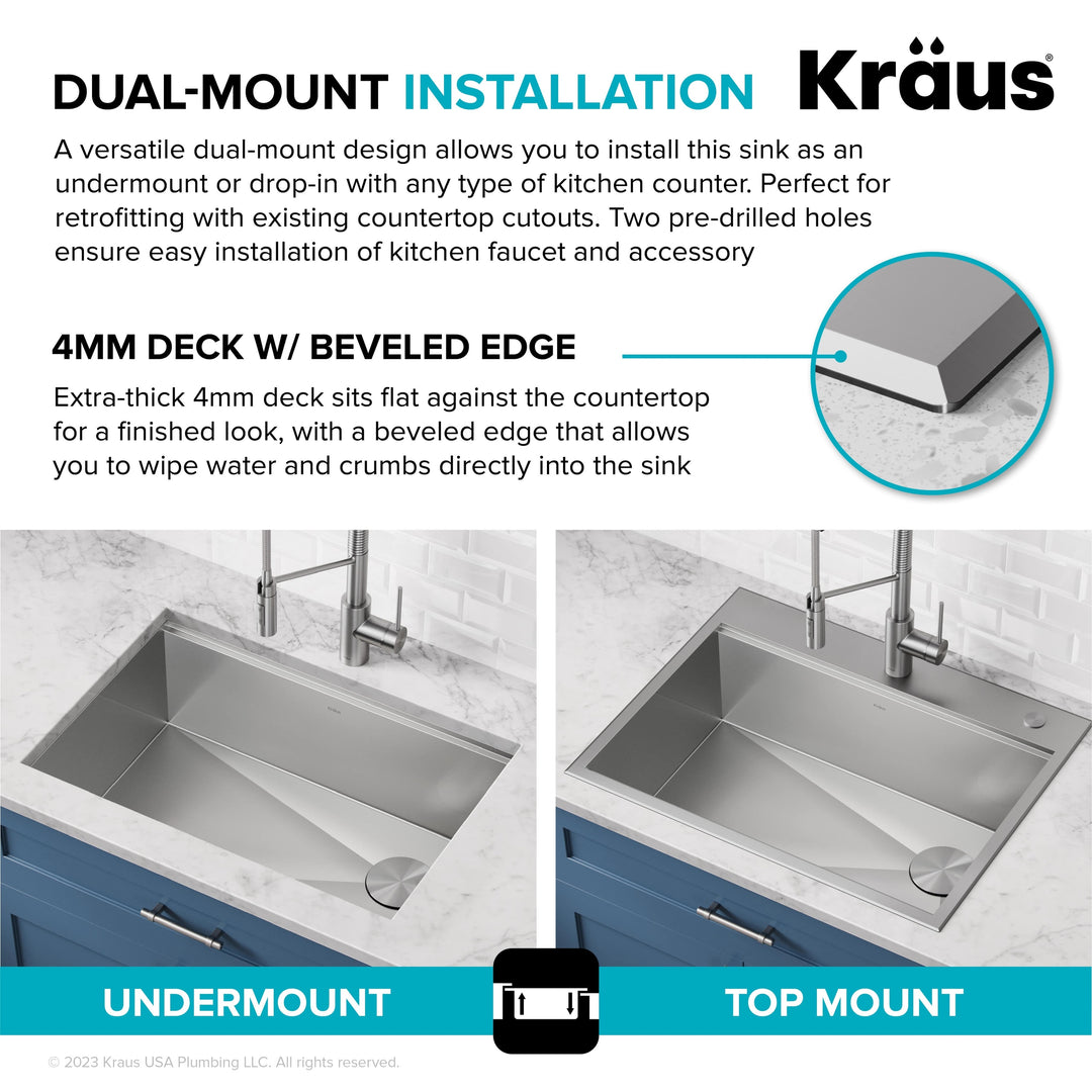 Kore Workstation Drop-In Stainless Steel Kitchen Sink