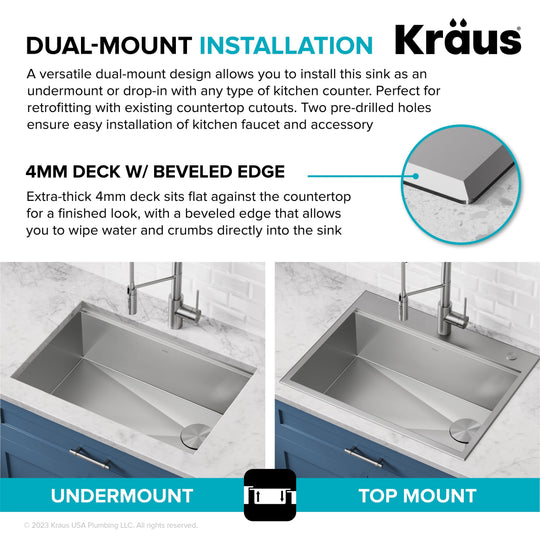 Kore Workstation Drop-In Stainless Steel Kitchen Sink