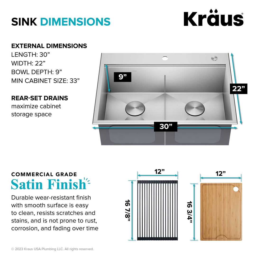 Kore Workstation Drop-In Stainless Steel Kitchen Sink