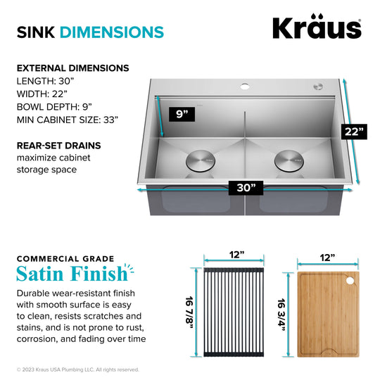 Kore Workstation Drop-In Stainless Steel Kitchen Sink