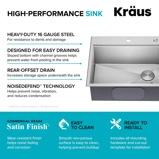 Kore Workstation Drop-In Stainless Steel Kitchen Sink