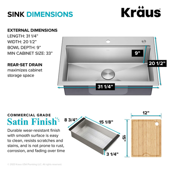 Kore Workstation Drop-In Stainless Steel Kitchen Sink