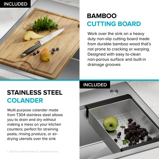 Kore Workstation Drop-In Stainless Steel Kitchen Sink