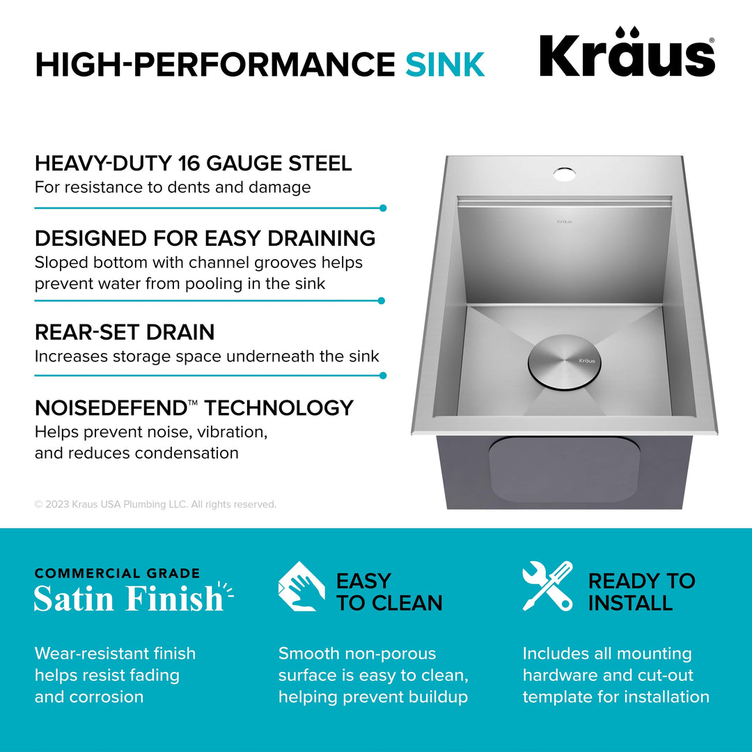 Kore Workstation Drop-In Stainless Steel Kitchen Sink