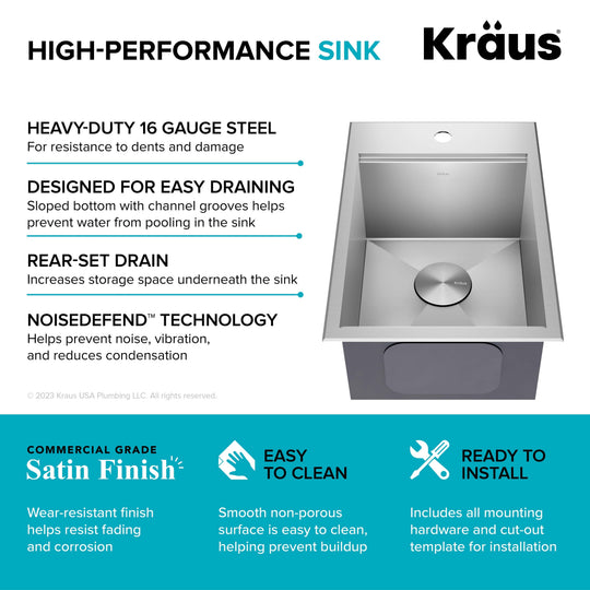 Kore Workstation Drop-In Stainless Steel Kitchen Sink