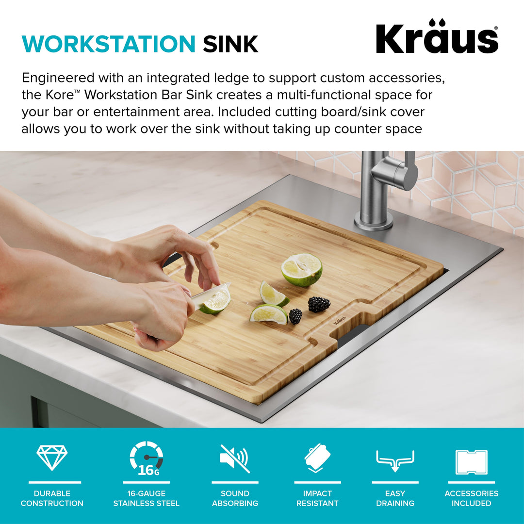 Kore Workstation Drop-In Stainless Steel Kitchen Sink