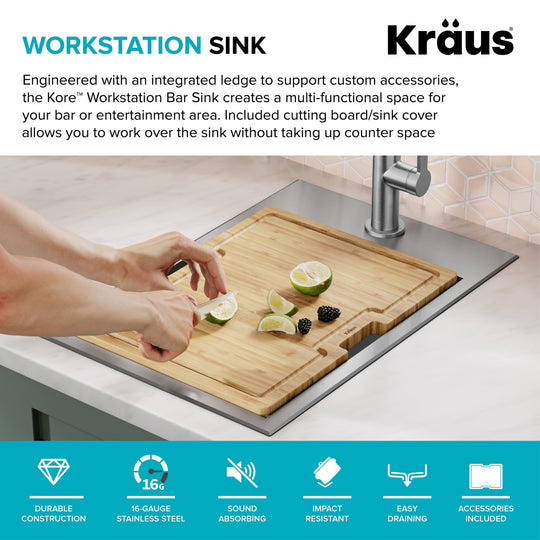 Kore Workstation Drop-In Stainless Steel Kitchen Sink
