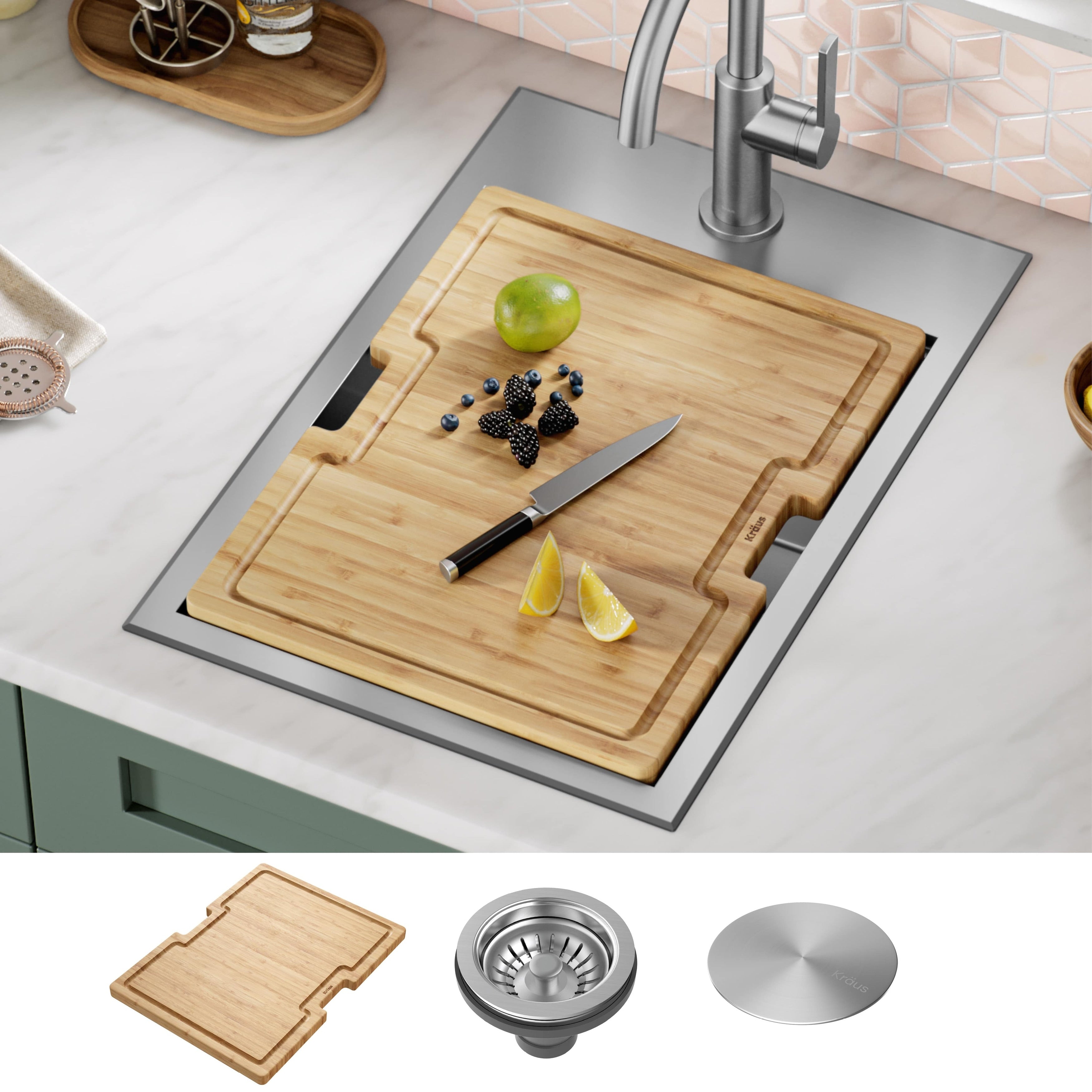 Kore Workstation Drop-In Stainless Steel Kitchen Sink