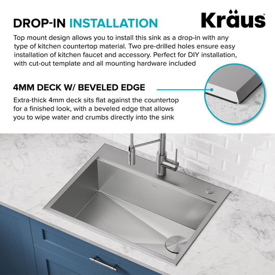 Kore Workstation Drop-In Stainless Steel Kitchen Sink