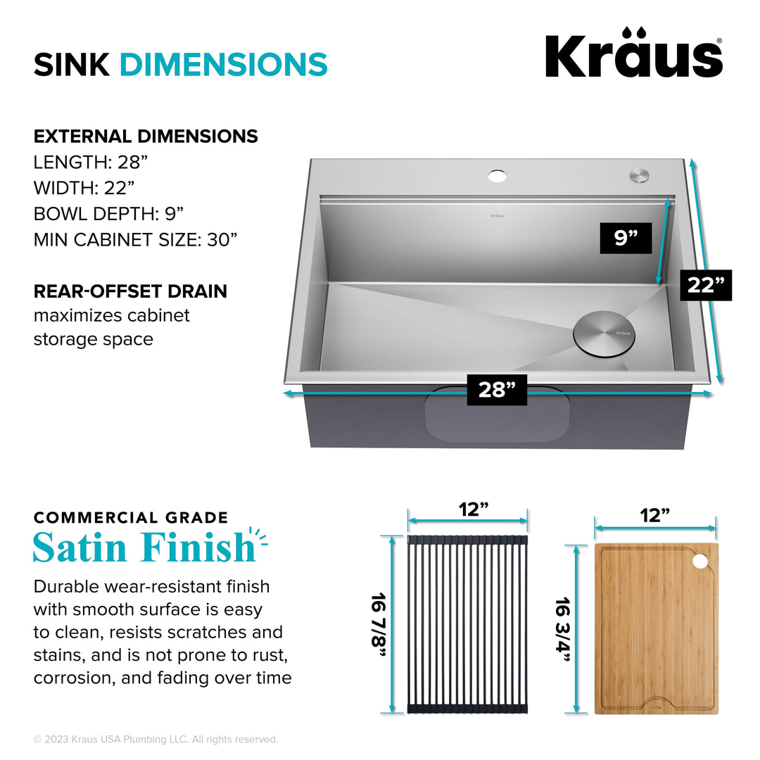 Kore Workstation Drop-In Stainless Steel Kitchen Sink
