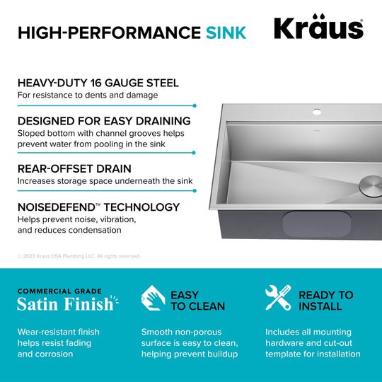 Kore Workstation Drop-In Stainless Steel Kitchen Sink