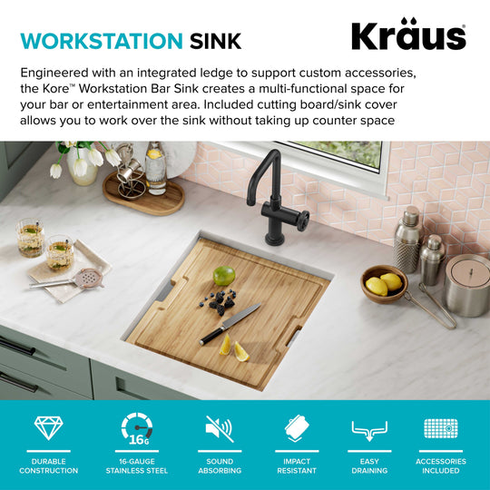 Kore Workstation Undermount Stainless Steel Kitchen Sink