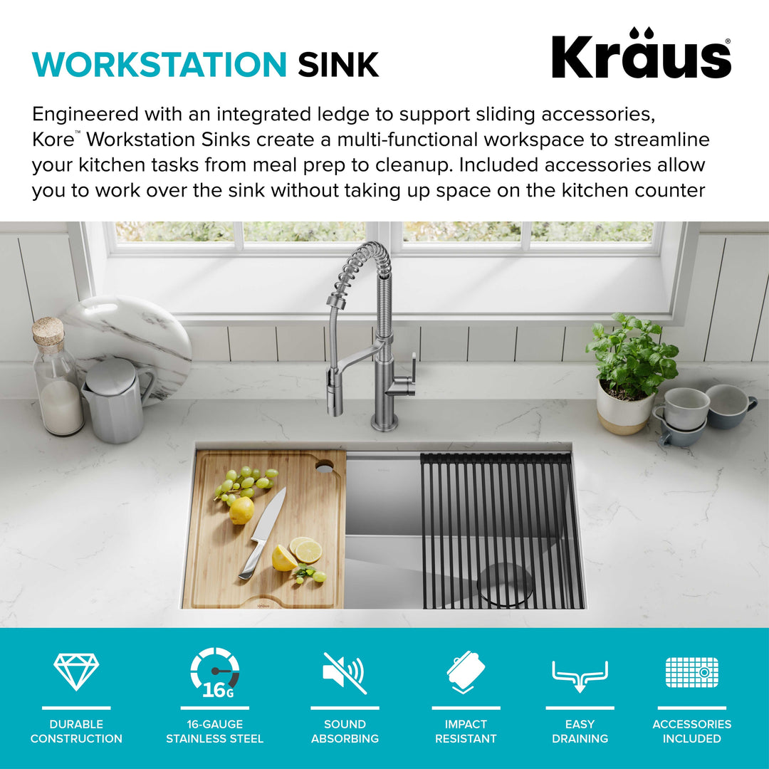 Kore Workstation Undermount Stainless Steel Kitchen Sink