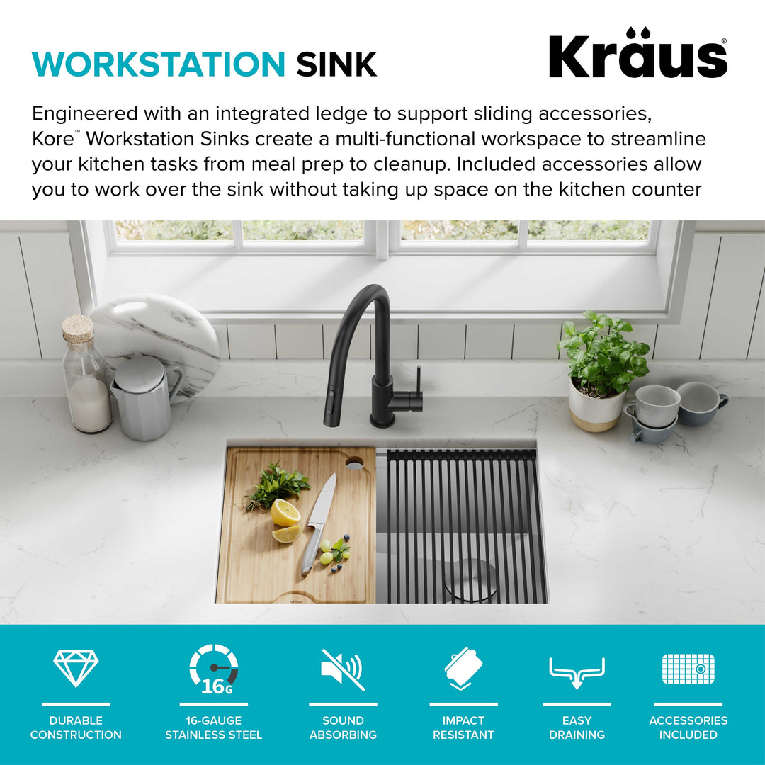 Kore Workstation Undermount Stainless Steel Kitchen Sink