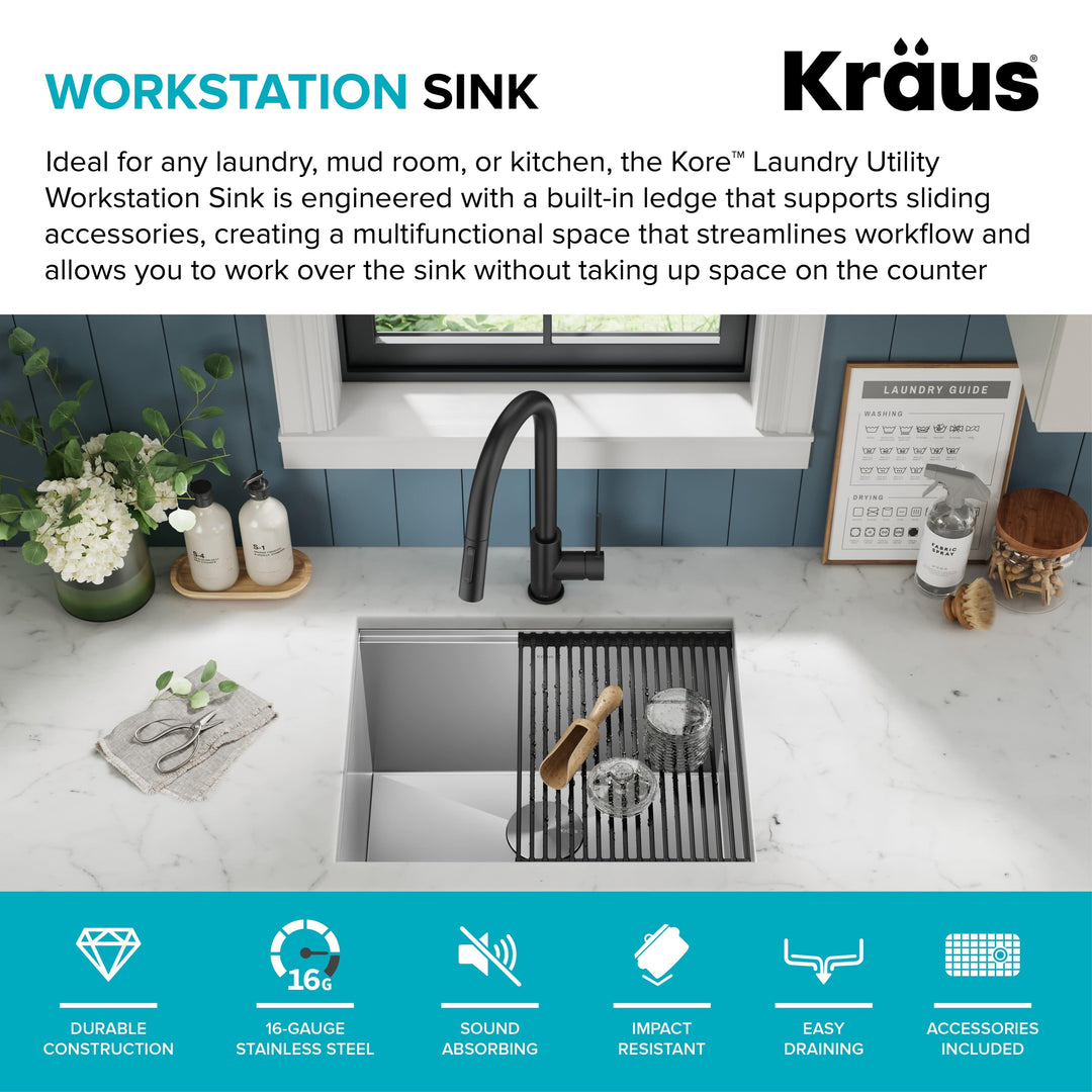 Kore Workstation Undermount Stainless Steel Kitchen Sink