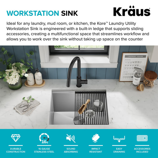 Kore Workstation Undermount Stainless Steel Kitchen Sink