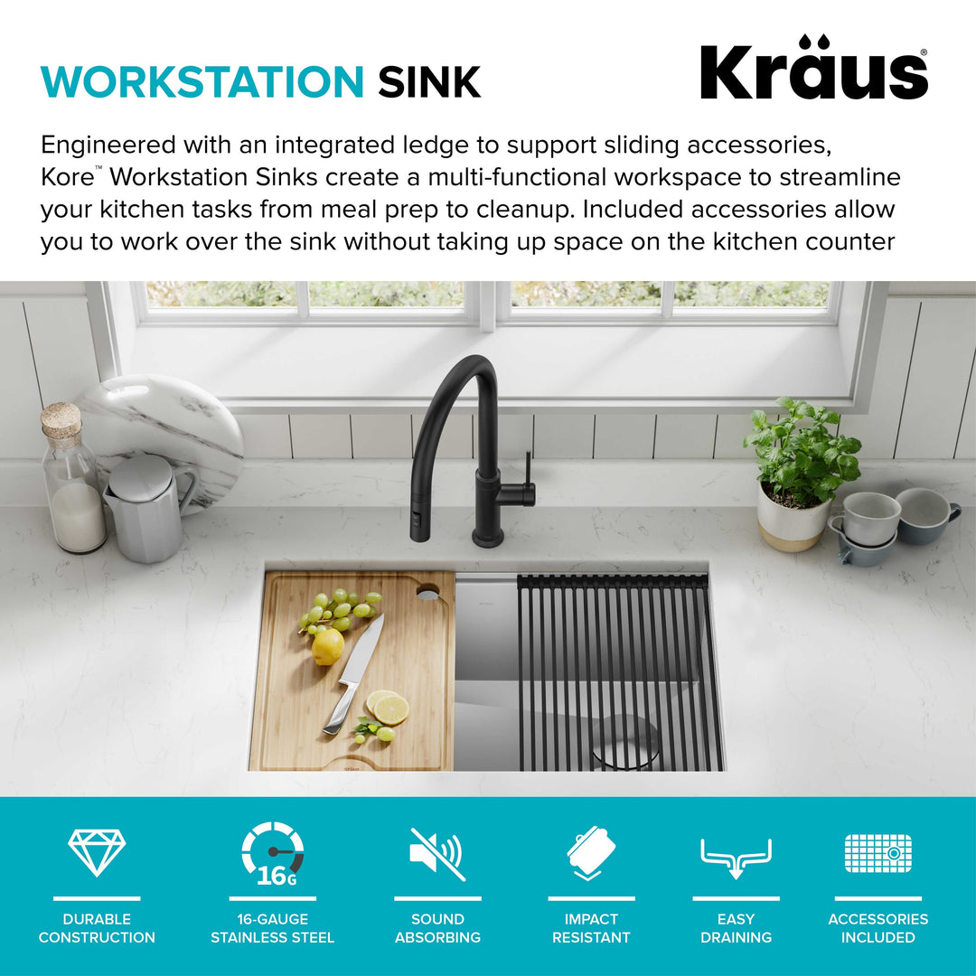 Kore Workstation Undermount Stainless Steel Kitchen Sink
