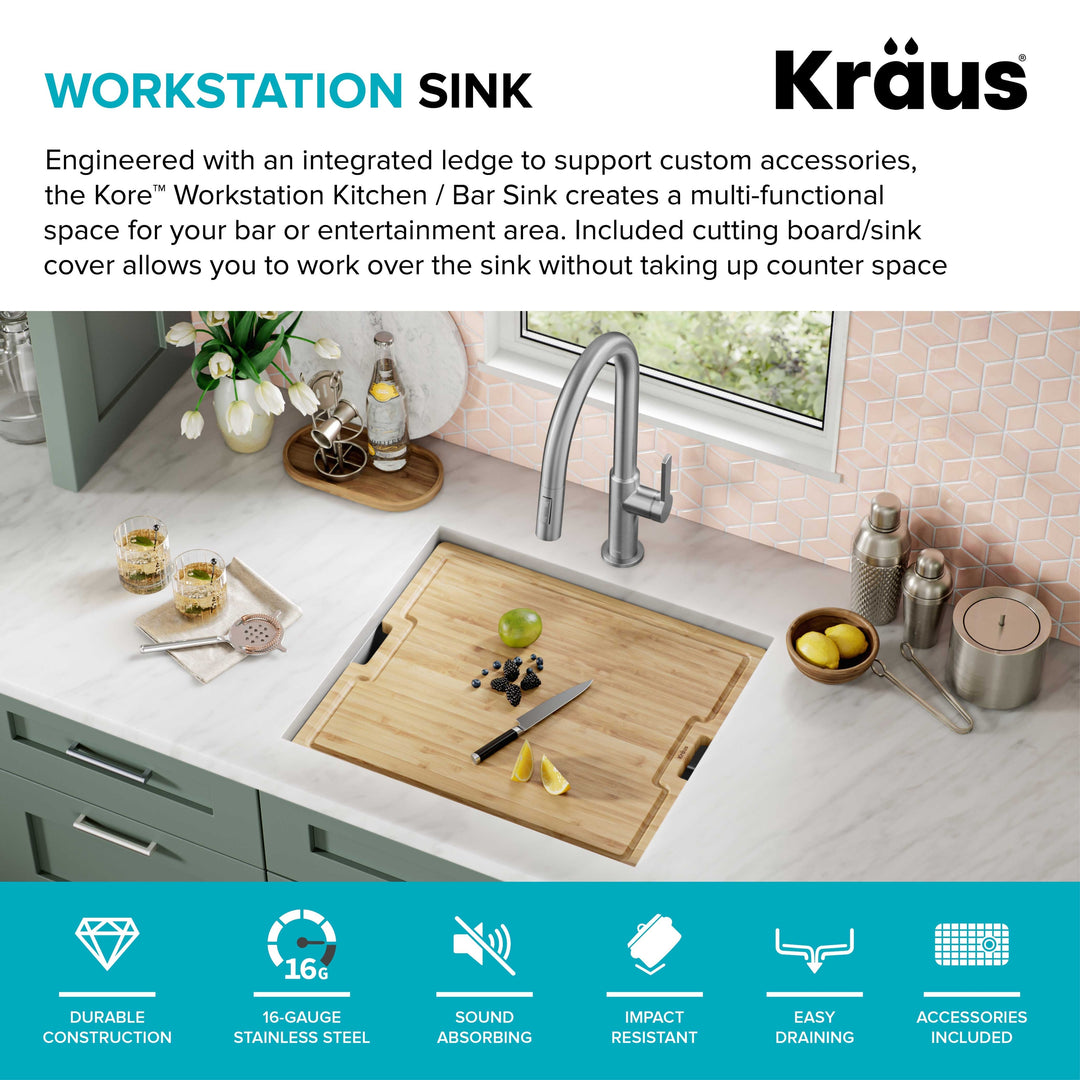 Kore Workstation Undermount Stainless Steel Kitchen Sink